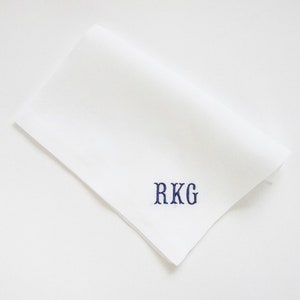 MENS CLASSIC font Embroidered Monogrammed Handkerchief, wedding handkerchief or pocket square, groomsmen gifts, father of bride or groom