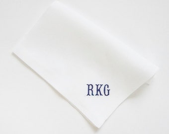 MENS CLASSIC font Embroidered Monogrammed Handkerchief, wedding handkerchief, Personalized Handkerchief, Personalized Pocket Square