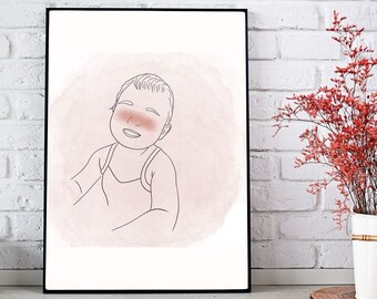 Baby Line Art, Baby Portrait, One Line Drawing, Custom Line Drawing, Custom One Line, Personalize Line Art, Custom Line Portrait