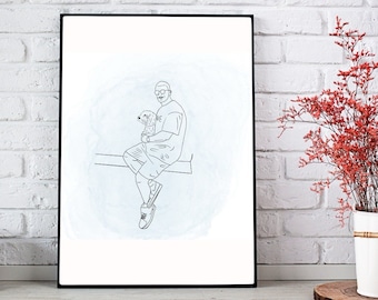 Presente personalizado, arte de uma linha, arte de linha única, desenho de linha personalizado, desenho de arte linear da foto, retrato de um ente querido, impressões de arte linear