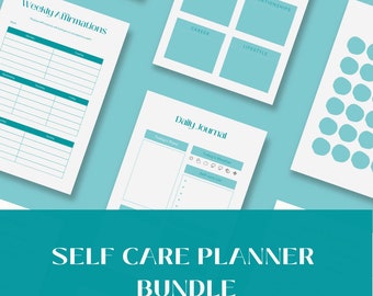 SELF CARE PLANNER, Instant Download, Self Care Journal, Wellness Planner, Wellness Journal, Printable Planner, Digital Planner Bundle