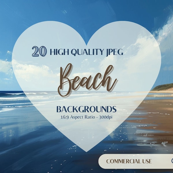 Serene Beach at Dawn Backgrounds | 20 Peaceful Morning Seascapes | Digital Backdrop Collection | Instant Download for Commercial Use