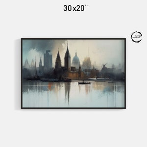 Citiscape Skyline, Oil Painting, Digital Printable Art Work, Digital Download, Beautiful Wall Art | 22