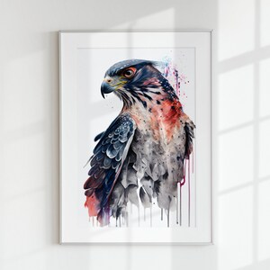 Goshawk, Watercolor, Digital Printable Art Work, Digital Download, Beautiful Wall Art
