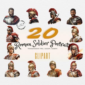 Roman Soldier Portraits | 20 Ancient Rome Clipart | Unique Gift for History Buffs | Legionary Art | Ancient Warrior | Commercial Use