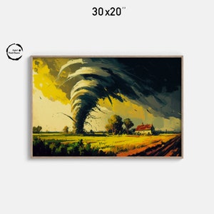 Expressionist Tornado on Crop Field | Oil Painting Digital Print | Wall Art Decor | Farmhouse Art | 174