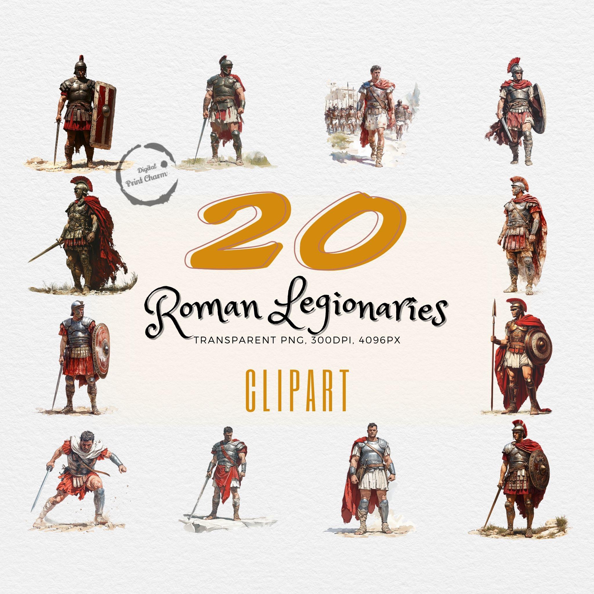 Roman Legionary Clipart | 20 Realistic Soldiers | Perfect Gift for History Buffs | Ancient Rome Art | Military | Commercial Use