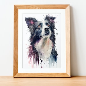 Border Collie, Watercolor, Digital Printable Art Work, Digital Download, Beautiful Wall Art