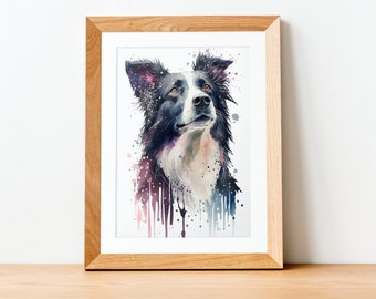 ボーダーコリーの水彩画：ロン・クラジェフスキーのファインアート