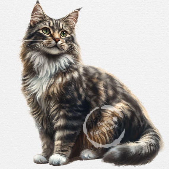 原画販売】ノルウェージャンフォレストキャットの水彩画 原画販売