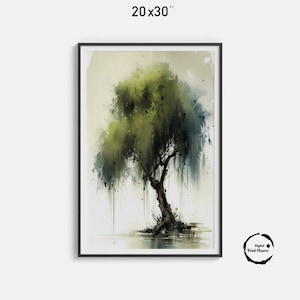 Weeping Willow Tree Watercolor Painting | Digital Print | Modern Art | Minimalist Decor | Kitchen Art | Digital Download | Printable Art