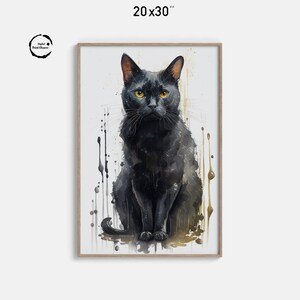 Bombay Cat Sitting | Watercolor Print | Digital Download | Cat Art | Black Cat Lover Gift | Pet Portrait | Printable Wall Art | Home Decor