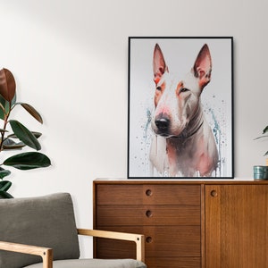 Bull Terrier, Watercolor, Digital Printable Art Work, Digital Download, Beautiful Wall Art