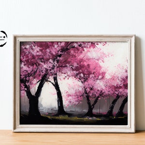 Blossom Cherry Trees Landscape, Acrylic Painting, Digital Printable Art Work, Digital Download, Beautiful Wall Art | 69