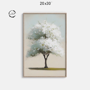 Cherry Tree Oil Painting | Flowering Tree Art | Romantic, Lush, Nature-inspired | Digital Print | Home Decor |