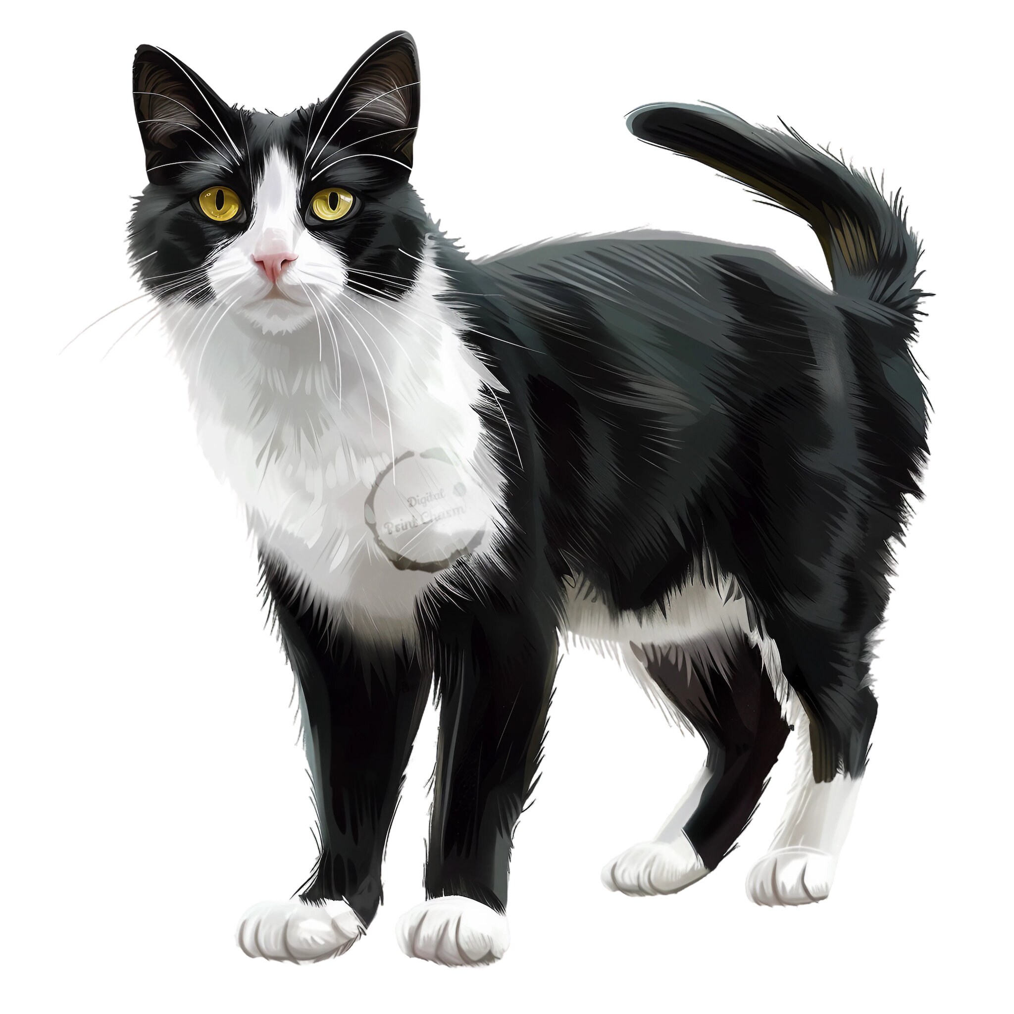 Tuxedo Cat Clipart Bundle 16 Realistic Feline Illustrations Perfect for ...