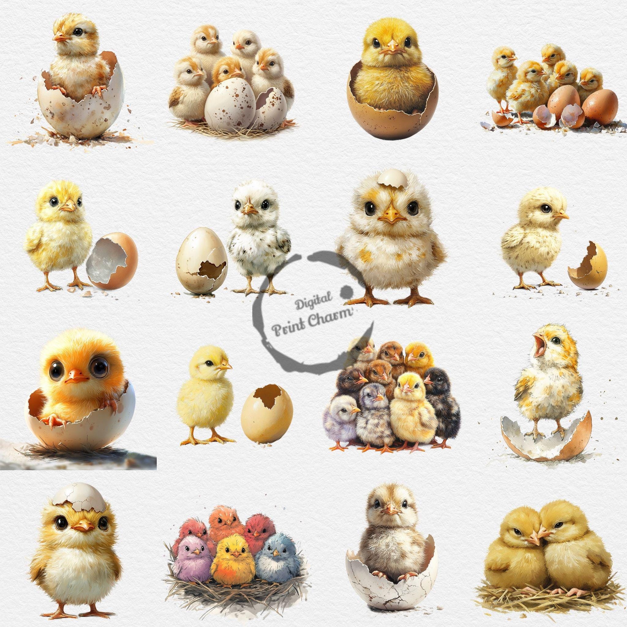 Realistische kuikenafbeeldingen | 20 levensechte kuikens | Perfect cadeau  voor natuurliefhebbers | Boerderijdierenkunst | Vogelkunst | Commercieel  gebruik - Etsy België, image size:2048x2048