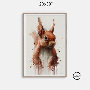 Realistic Red Squirrel Portrait Watercolor Painting Digital Print | Charming Wildlife Art for Nature Lovers & Animal Enthusiasts