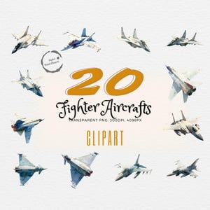 Modern Warbirds | 20 Fighter Aircraft Clipart | Amazing Gift for History Buffs | Military Plane Art | Fighter Jets | Commercial Use |