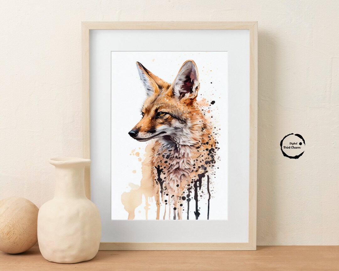Jackal, Watercolor, Digital Printable Art Work, Digital Download ...
