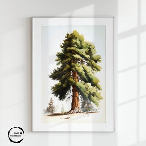 Sequoia Tree, Acrylic Paint, Digital Printable Art Work, Digital Download, Beautiful Wall Art | 1