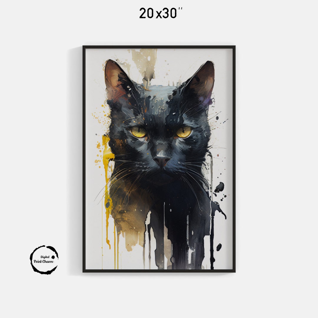 Watercolor Bombay Cat Portrait | Digital Print | Cat Lover Gift | Black ...