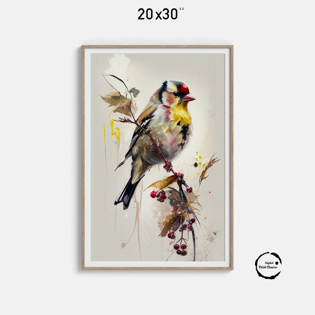 Goldfinch Watercolor Print | Bird Art | Digital Download | Printable ...