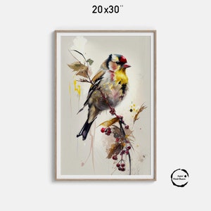Goldfinch Watercolor Print | Bird Art | Digital Download | Printable Wall Decor | Kitchen Wall Art | Bedroom Decoration | Bird Lover Gift