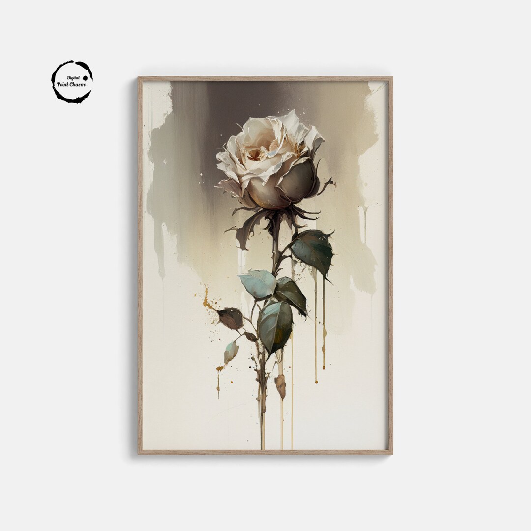 White Rose Watercolor, Digital Printable Art Work, Digital Download ...