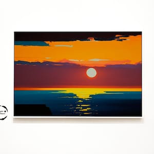 Minimalist Sunrise Scenery Acrylic Painting, Digital Printable Art Work, Digital Download, Beautiful Wall Art | 95