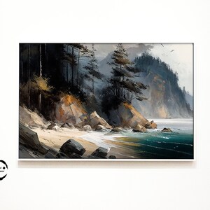 Seaside Landscape Acrylic Painting, Digital Printable Art Work, Digital Download, Beautiful Wall Art | 43