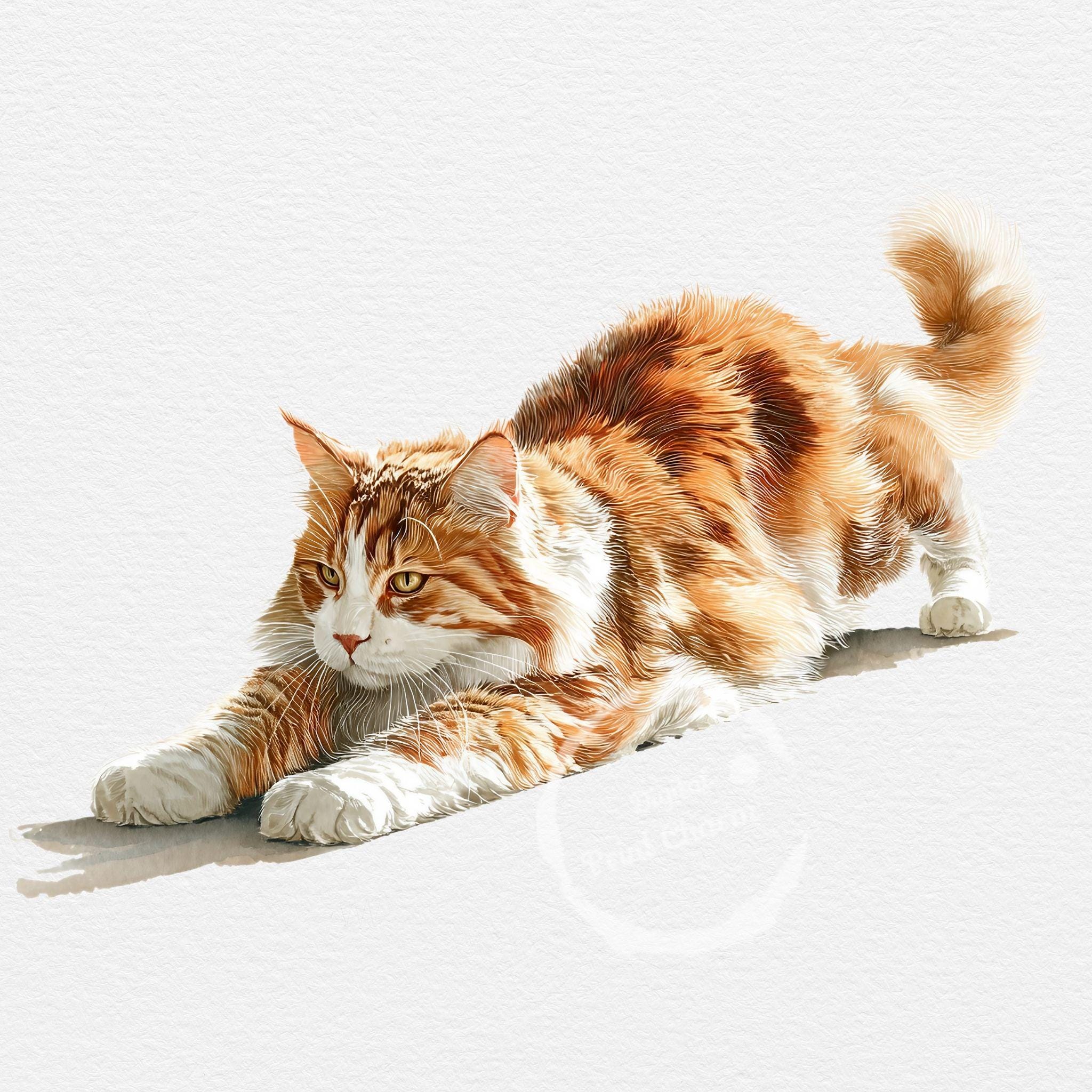 神秘的なノルウェージャンフォレストキャットのイラスト｜リアルな