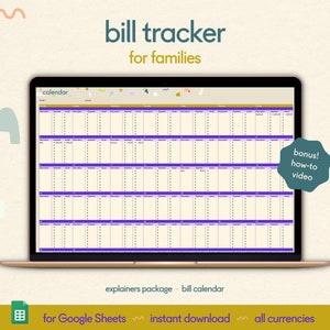 Rastreador de pagamento de contas da família: Planilha de orçamento do Google Sheets (download digital)
