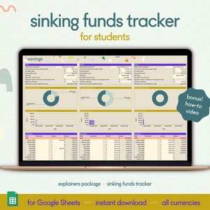 Google Sheets Sinking Funds Tracker for Students - Savings Spreadsheet Template, Budget Spreadsheet, Financial Planner, Savings Planner