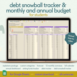 Debt Snowball Tracker for Students: Google Sheets Budget Spreadsheet