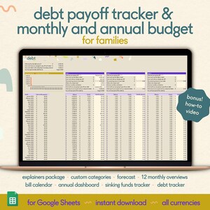 Family Debt Payoff Tracker: Google Sheets Budget Planner (Digital Download)