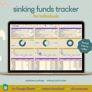 Google Sheets Sinking Funds Tracker - Savings Spreadsheet Template, Budget Spreadsheet, Financial Planner, Sinking Funds Planner
