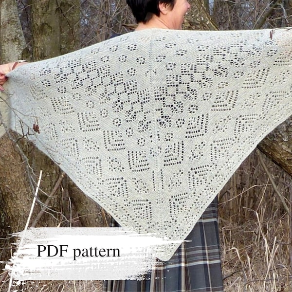 Triangle Shawl Knitting Pattern, Knit Scarf Pattern, Shetland Lace Shawl, Prayer Shawl Pattern, Bridesmaid Shawl