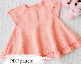 Baby knitting pattern- Baby dress pattern- Tunic pattern- Easy knit pattern
