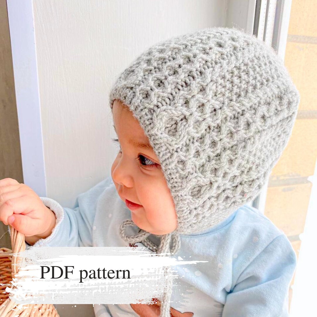 HOLIDAY CABLEKNIT BABY BONNET Hat Knitting Pattern, Baby Bonnet Knitting Pattern, Cute Hat