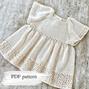 Baby knitting pattern, Baby dress pattern, Tunic pattern, Girls dress pattern, Knitted baby clothes