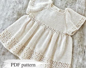 Baby Dress Knitting Pattern: Tunic, Top-Down Raglan (PDF Pattern)