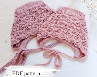Patrón de gorro para bebé, gorro bonito, punto trenzado, patrón de punto para recién nacidos, ropa para prematuros