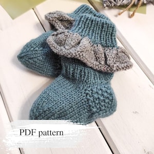 Baby socks pattern, Baby knitting pattern, Baby knitting socks, Toddler socks, Easy knit pattern, Cute slippers