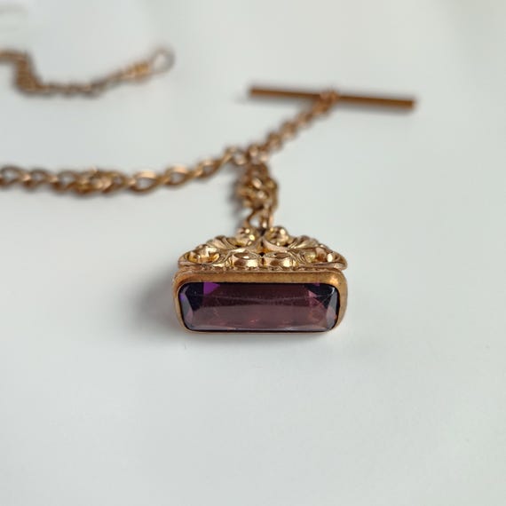 Antique Brass Charm Watch Fob with Colored Accent Stones Antique Victorian Watch Fob Carnelian Intaglio Charm DazzleCity main image 3