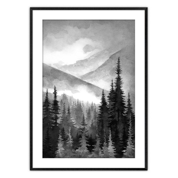 Black and White Christmas Tree Poster – Etsy