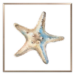 Starfish Art Print Nautical Watercolor Painting Coastal Wall Art Neutral Beige Beach Poster Sea Animal Art Beach House Decor by ArtPrintLeaf image 1