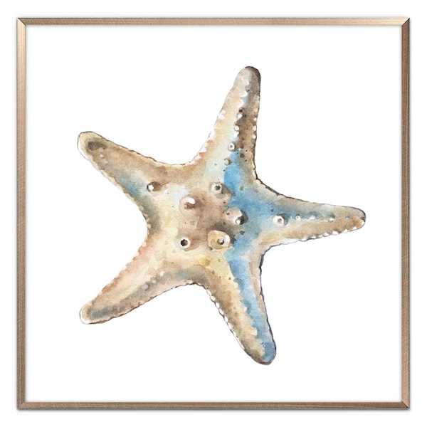 Starfish Art Print Nautical Watercolor Painting Coastal Wall Art Neutral Beige Beach Poster Sea Animal Art Beach House Decor by ArtPrintLeaf