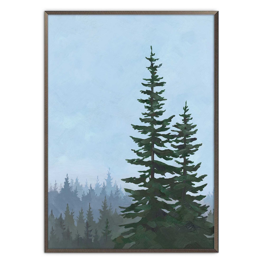 Evergreen Tree Painting Pine Trees Art Print Spruce Oil Painting Nevada ...