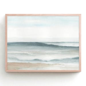 ミニマリストの海岸風景アートプリント ニュートラルな海景アート デジタルダウンロード フロリダビーチの水彩画 印刷可能 by ArtPrintLeaf